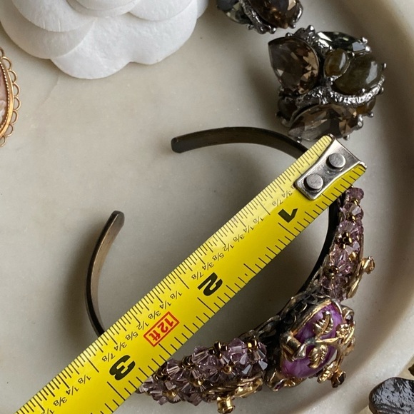 VINTAGE embellished cuff bracelet with purple beads or stones - Picture 8 of 17